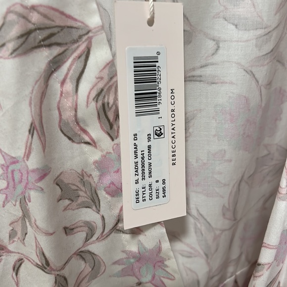 NWT Rebecca Taylor Zadie Floral Wrap Dress Pink Size 8 - Picture 7 of 7